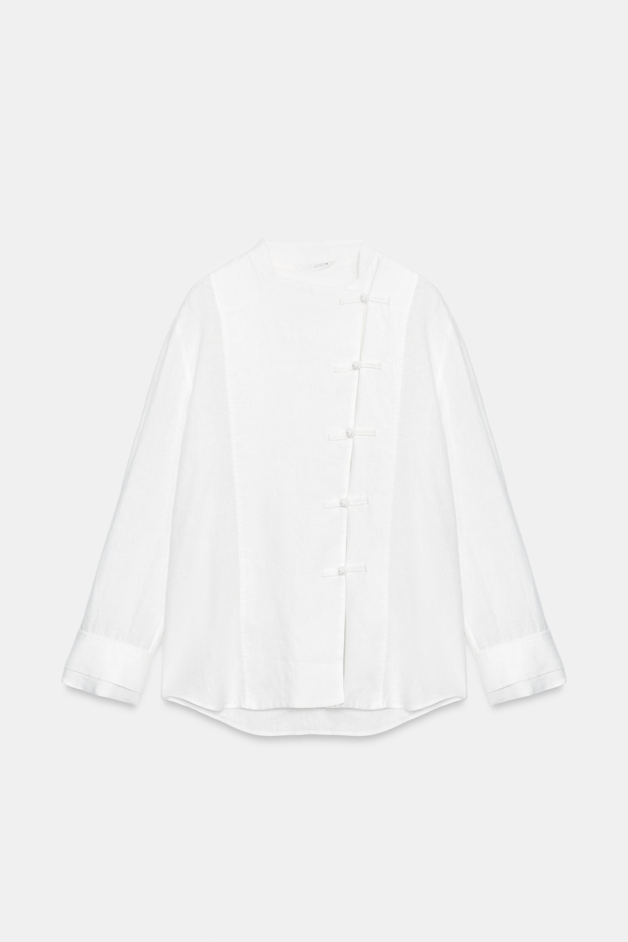 100% LINEN FIREMAN CLASP SHIRT ZW COLLECTION